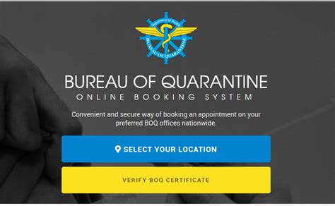 bureau of quarantine yellow card online appointment